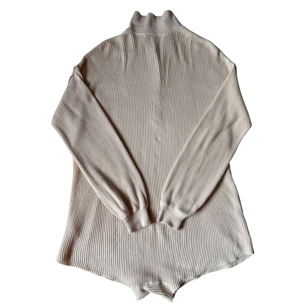 FREE PEOPLE BEACH ROMPER PICNIC SWEATER RIBBED ONE PIECE NATURAL Small